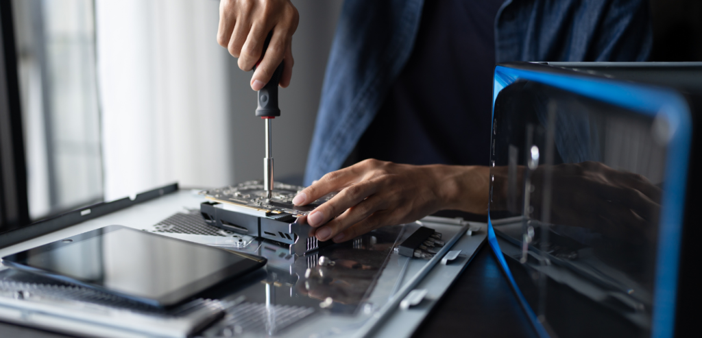 Technician performing an electrical repair