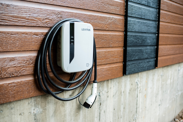 Legrand home EV charger installed on exterior wall