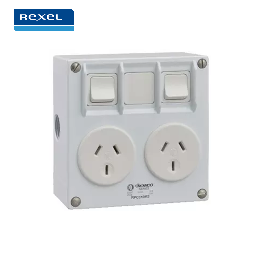 Outdoor electrical switchboard with switches and power outlets